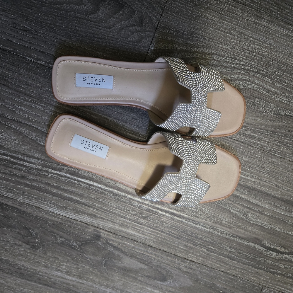 Steven By Steve Madden Women's Silver Slide Sandals